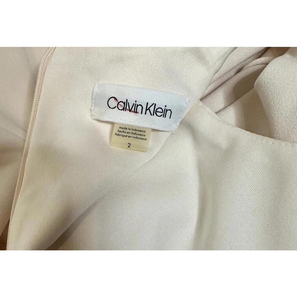 Calvin Klein Size 2 Illusion Trim Sleeveless Fit Flare A Line Dress Pale Pink - Picture 6 of 8